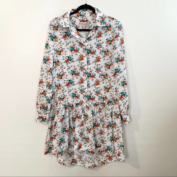 NWT PHILOSOPHY Floral High Low Peasant Dress - Picture 2 of 8